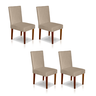 Kit 4 Cadeiras Sala de Jantar Estofadas Sophia Veludo Bege Claro (liz Maria) - 1