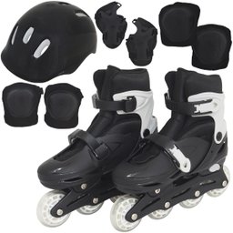 Patins Roller In Line 4 Rodas Infantil Masculino Feminino + Acessórios Preto Tamanho 40 Importway - 1