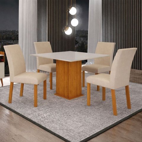 Sala de Jantar 4 Cadeiras 100%mdf 90x90 Natal Arbo Design
