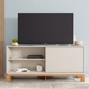 Ver imagem 1 de Rack Bancada Tv para Sala de Estar 136cm Visari Off White/freijó C01 - D’Rossi