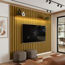 Ver imagem 4 de Painel Ripado com LED 222X242 p/ TV 70 Polegadas London Cedro - Olivar Móveis