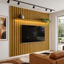 Ver imagem 3 de Painel Ripado com LED 222X242 p/ TV 70 Polegadas London Cedro - Olivar Móveis