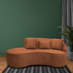 Sofá Curvo 2 Lugares 150cm Eron Braço Esquerdo Veludo Camel - Nexta Casa - 2