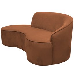 Sofá Curvo 2 Lugares 150cm Eron Braço Esquerdo Veludo Camel - Nexta Casa - 6