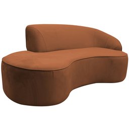 Sofá Curvo 2 Lugares 150cm Eron Braço Esquerdo Veludo Camel - Nexta Casa - 8