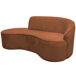 Sofá Curvo 2 Lugares 150cm Eron Braço Esquerdo Veludo Camel - Nexta Casa