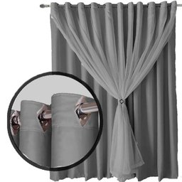 Cortina Sala e Quarto 5,50x2,70 Tecido Blackout Ana Cinza - 3