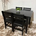 Ver imagem 2 de Conjunto Fixo Floresta Mesa 120x80 com 4 Cadeiras Estofadas Cor:preto