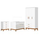 Ver imagem 1 de Dormitório Infantil Flip Guarda Roupa 3 Portas, Cômoda 4 Gavetas e Berço Branco Fosco - Reller M
