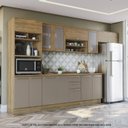 Ver imagem 1 de Armário de Cozinha Modulada Completa Reta 8 Peças 3,50m Botanic Kappesberg - Nogueira/Fendi
