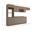 Ver imagem 2 de Armário de Cozinha Modulada Completa Reta 8 Peças 3,50m 215 Botanic Kappesberg - Nogueira/fendi
