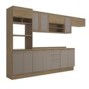 Ver imagem 2 de Armário de Cozinha Modulada Completa Reta 8 Peças 3,50m Botanic Kappesberg - Nogueira/Fendi