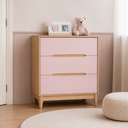 Ver imagem 1 de Cômoda 3 Gavetas Infantil Rosa com Carvalho Quater MDF Linha Tomi