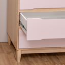 Ver imagem 4 de Cômoda 3 Gavetas Infantil Rosa com Carvalho Quater MDF Linha Tomi