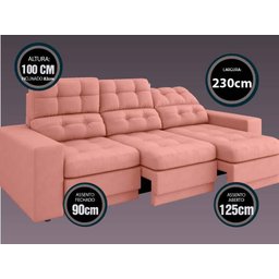 Sofá Jobim 2,30m Assento Retrátil e Reclinável Velosuede - NETSOFAS - 2
