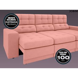 Sofá Jobim 2,30m Assento Retrátil e Reclinável Velosuede - NETSOFAS - 3