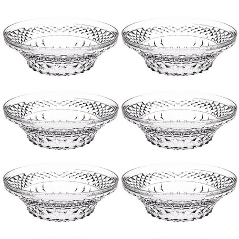 Kit 6 Saladeiras Tigela Redonda 3,3l Crippa Transparente Plástica Salada Sobremesa Restaurante