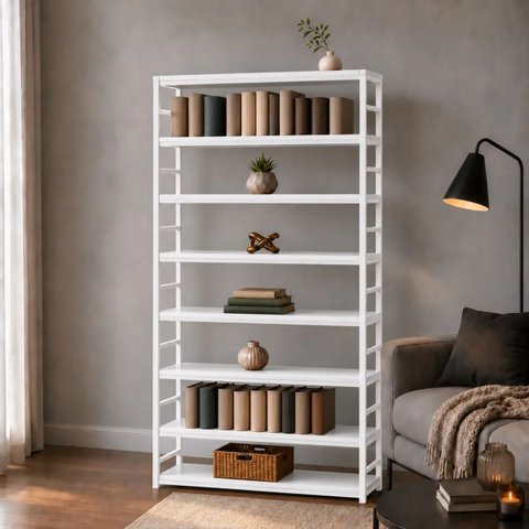 Estante Multiuso Organizador Livreiro Estilo Industrial 180x100 Branco Total