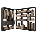 Ver imagem 2 de Guarda-Roupas Closet Modulado Alasca 300cm 5 Peças com 4 Gavetas e Cabideiros Preto Touch Carraro