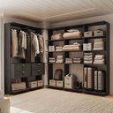 Ver imagem 1 de Guarda-Roupas Closet Modulado Alasca 300cm 5 Peças com 4 Gavetas e Cabideiros Preto Touch Carraro