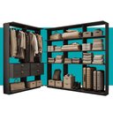 Ver imagem 5 de Guarda-Roupas Closet Modulado Alasca 300cm 5 Peças com 4 Gavetas e Cabideiros Preto Touch Carraro