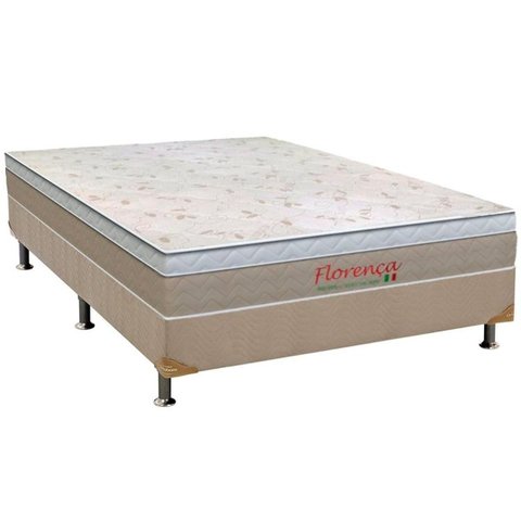 Cama Box Casal: Colchão Molas Bonnel Orthoflex Florença + Base CRC Suede Bege(138x188)