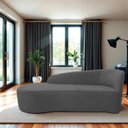 Ver imagem 1 de Recamier Curvo Orgânico 140cm 2 Lugares Lado Esquerdo para Sala de Estar Linho Paris Cinza Escuro