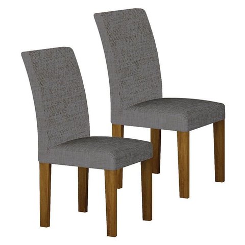 Cadeira para Mesa de Jantar Napoli Mdf Kit 2 Peças Freijó Linho Cinza – Leifer Móveis