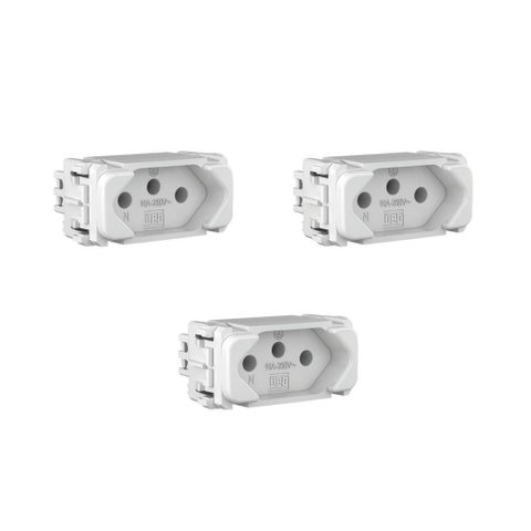 Kit 3 Modulos Tomada de Energia 2p+t 10a 250v Weg Composé Branco