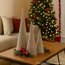 Ver imagem 4 de Conjunto 3 Árvores Decorativas Aramadas Cone Cotton Iluminada Champanhe Glitter Luxo LED 60cm, 50cm