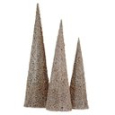 Ver imagem 2 de Conjunto 3 Árvores Decorativas Aramadas Cone Cotton Iluminada Champanhe Glitter Luxo LED 60cm, 50cm