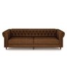 Conjunto de Sofá Sala de Estar Stanford Chesterfield 2 e 3 Lugares 200cm/240cm Pés Madeira Couro Mar - 6