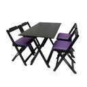 Ver imagem 2 de Mesa Dobrável com 4 Cadeiras Estofadas 120x70 Roxo