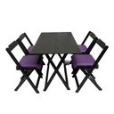 Ver imagem 1 de Mesa Dobrável com 4 Cadeiras Estofadas 120x70 Roxo