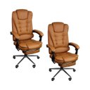 Ver imagem 2 de Kit 2 Cadeiras Presidente Ergonômica Apoio para Pés - Marrom