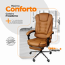 Kit 2 Cadeiras Presidente Ergonômica Apoio para Pés - Marrom - 5