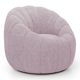 Poltrona Decorativa Estilo Concha Abóbora Shell Fixa Bouclê Rosé - Desk Design - 7