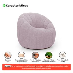 Poltrona Decorativa Estilo Concha Abóbora Shell Fixa Bouclê Rosé - Desk Design - 3