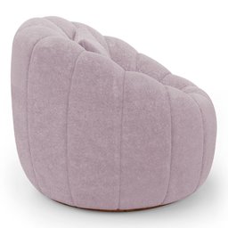 Poltrona Decorativa Estilo Concha Abóbora Shell Fixa Bouclê Rosé - Desk Design - 6