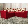 Sofá Canto Vermelho com Floral 608/25 Belo - 1