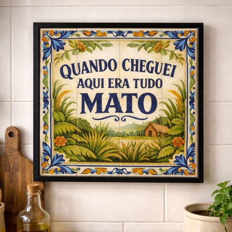 Quadro Quando Cheguei Era Tudo Mato 33x33cm Mold Preta
