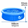 Piscina Inflável 1000 Litros Infantil Redonda de Plástico com Reparos 168cm X 51cm - 4