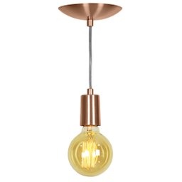 Lustre Pendente Tubo Cilindro Alumínio Cobre Fio 120cm - 1