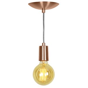 Lustre Pendente Tubo Cilindro Alumínio Cobre Fio 120cm