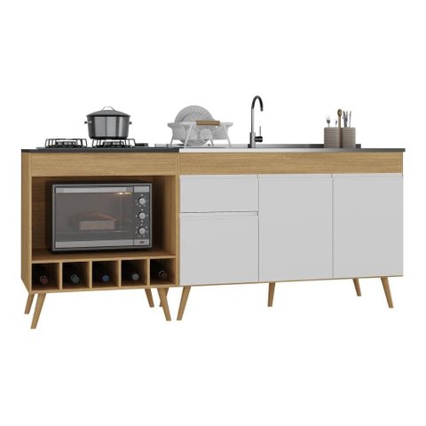 Kit Balcão de Cozinha para Pia e Balcão para Cooktop/Forno 190cm Veneza Multimóveis MP2384 -
