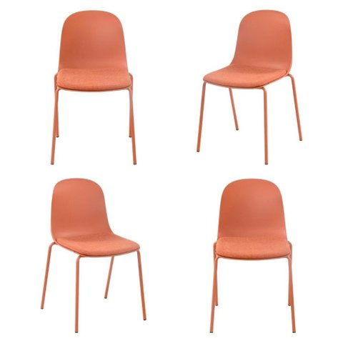 Kit 04 Cadeiras Bilbao Polipropileno Terracota Base em Aço - 76367