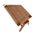 Ver imagem 3 de Banco Madeira Maciça Hanna com Assento em Fibra Natural Trançada À Mão 2 Lugares Amêndoa