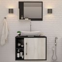 Ver imagem 5 de Armário de Banheiro com Cuba e Espelho 1 Porta 2 Prateleiras Preto Onix/Snow 13689 - Compace