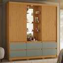 Ver imagem 2 de Guarda Roupa Solteiro Atena 2 Portas 6 Gavetas Flex Cinamomo/sálvia com Led – Móveis Albatroz