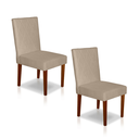 Ver imagem 1 de Kit 2 Cadeiras Sala de Jantar Estofadas Sophia Veludo Bege Claro (liz Maria)